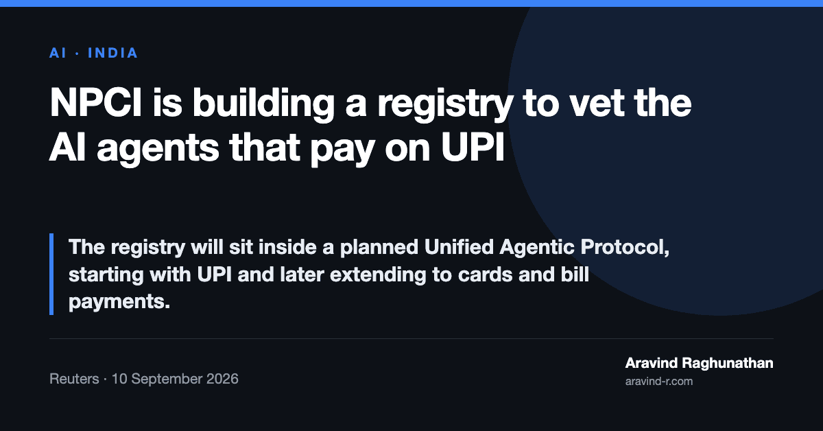 India Is Building a Registry for the AI Agents That Will Pay on UPI
