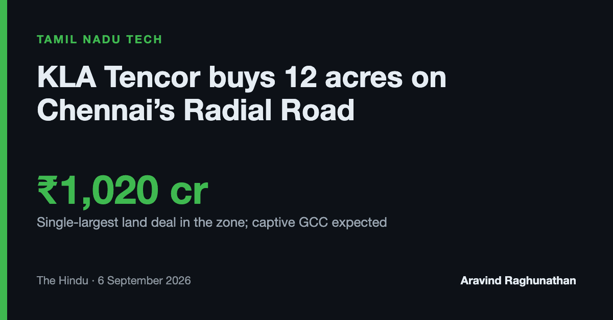 KLA Tencor Buys 12 Acres on Chennai's Radial Road for Rs 1,020 Crore